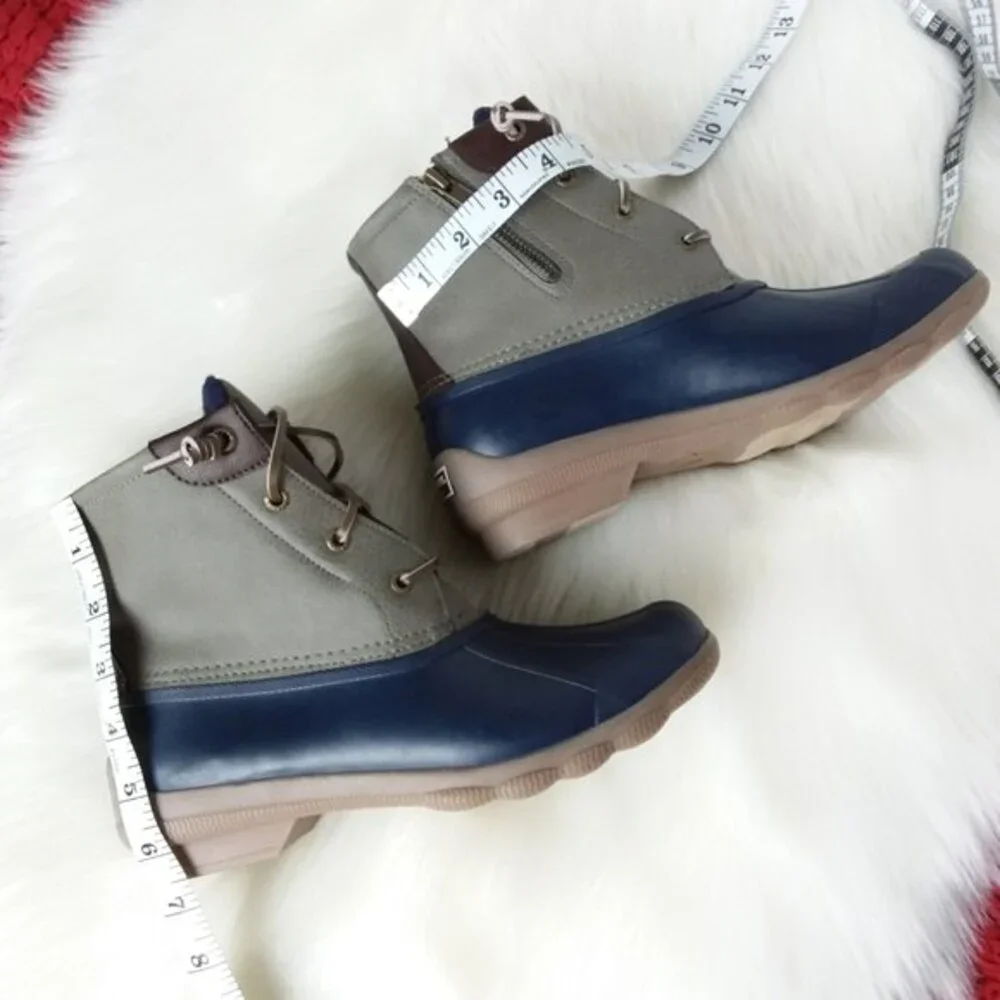 Sperry Waterproof Rubber Outdoor Rain Duck Boots Blue Gray 8